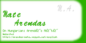 mate arendas business card